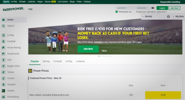 Creating an account on the Paddy Power India